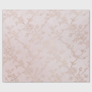 Ljusrosa och roséguld Blommig Chinoiserie Sömlös Presentpapper