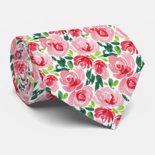 Ljusrosa och saftig röd abstrakt blomning slips
