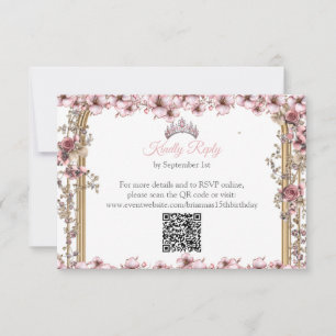 Ljusrosa och silver Tiara Blommig Quinceañera OSA Kort