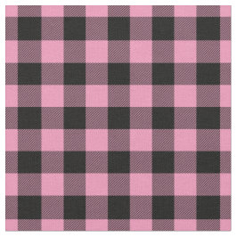 Ljusrosa och svart Gingham-ruta Tyg