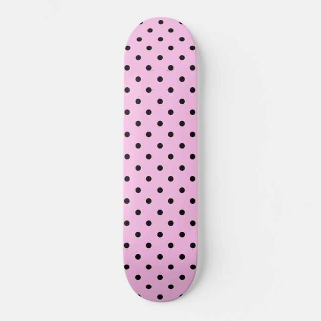 Ljusrosa och svart prickig skateboard bräda 19,5 cm (Framsida)