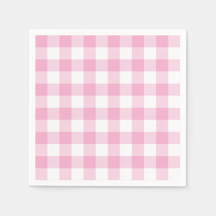 Ljusrosa och vit buffelrutig gingham pappersservett
