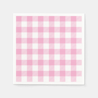 Ljusrosa och vit buffelrutig gingham pappersservett