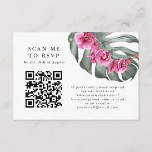Ljusrosa orkidéer Tropisk QR-kod RSVP Tilläggskort