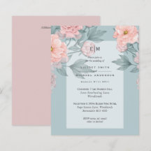 Ljusrosa Peach PIONER Bröllopsinbjudan Mottagning