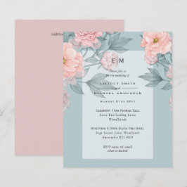 Ljusrosa Peach PIONER Bröllopsinbjudan Mottagning