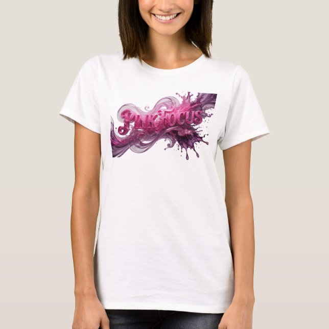 Ljusrosa PINK FOCUS Tröjd Design T Shirt (Framsida)