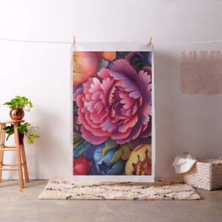 Ljusrosa pioner Blommig Tyg