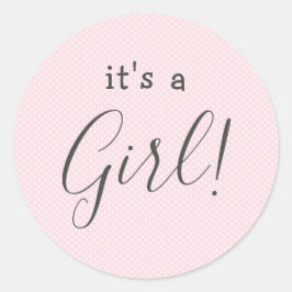 Ljusrosa prickig Det är en tjejfavorit Runt Klistermärke