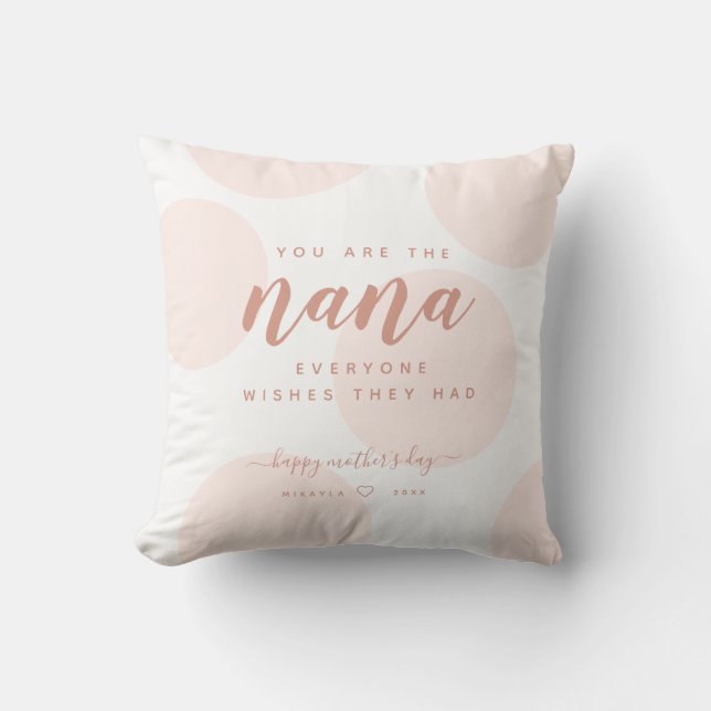 Ljusrosa prickig mors dag för Nana Foto Kudde (Framsida)