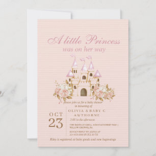 Ljusrosa prinsessa baby shower inbjudningar