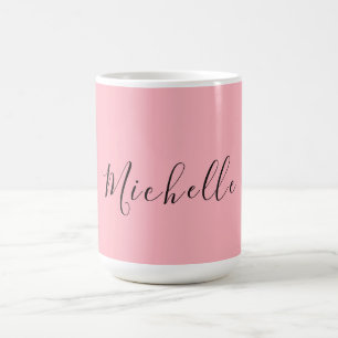 Ljusrosa professionell unik klassisk handstil kaffemugg