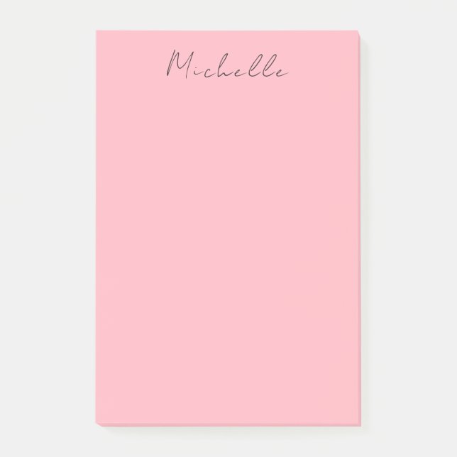 Ljusrosa professionell unik klassisk handstil post-it block (Framsida)