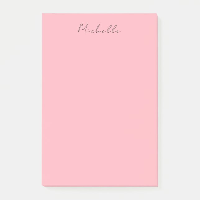 Ljusrosa professionell unik klassisk handstil post-it block (Framsida)