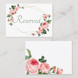 Ljusrosa rosblommig elegant bröllop placeringskort