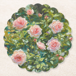 Ljusrosa rosenträdgårdsblommor underlägg papper