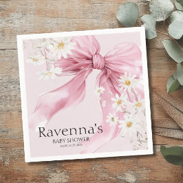 Ljusrosa rosett tusenskönas blommor personlig baby pappersservett