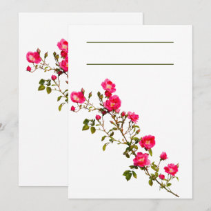 Ljusrosa rosgren med blommor och knoppar inbjudningar