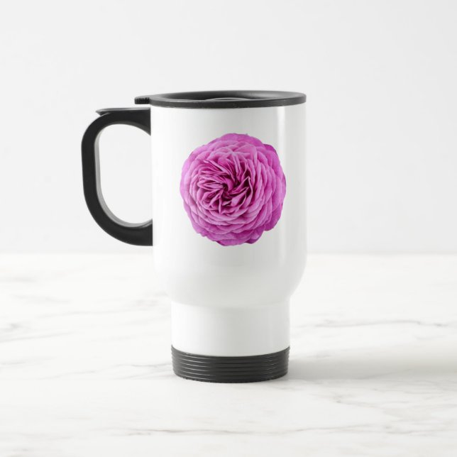 Ljusrosa rosutskärning resemugg (Vänster)
