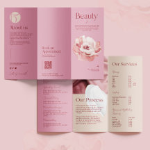 Ljusrosa Salong Skönhet Trifold Broschyr