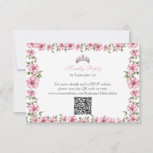 Ljusrosa Silver Mis Quince Blommig Quinceañera OSA Kort