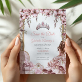 Ljusrosa silver tiara blomster Quinceañera Spara Datumet