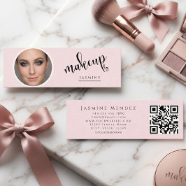 Ljusrosa Skönhet Professionell MUA Foto Qr Mini Visitkort