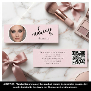 Ljusrosa Skönhet Professionell MUA Foto Qr Mini Visitkort