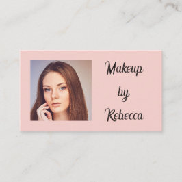 Ljusrosa Skript QR-kod Foto Makeup Affärskort Visitkort