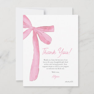 Ljusrosa slinga Handritad Coquette baby shower Tack Kort