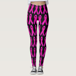 Ljusrosa slingor 4 Bröstcancer medvetenhet stöd Leggings