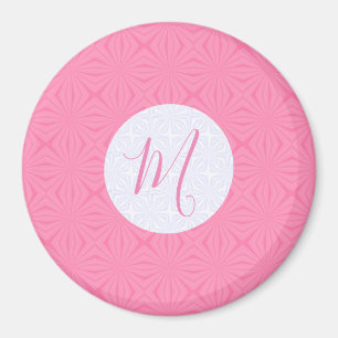 Ljusrosa snurriga fyrkanter Personlig initial Magnet