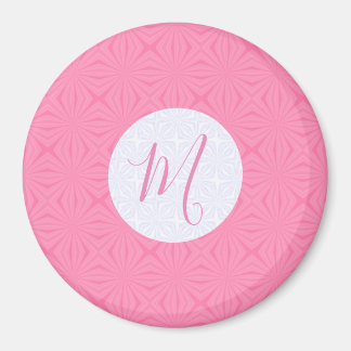 Ljusrosa snurriga fyrkanter Personlig initial  Magnet