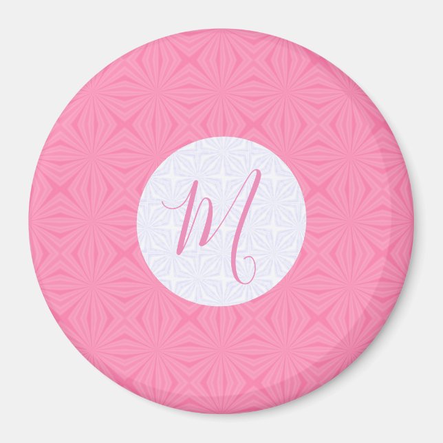 Ljusrosa snurriga fyrkanter Personlig initial  Magnet (Framsidan)