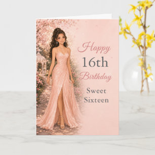 Ljusrosa Sweet 16 Födelsedagsfest i trädgården Kort