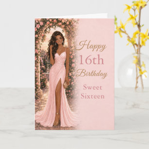 Ljusrosa Sweet Sixteen födelsedagskort Kort