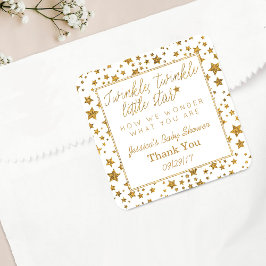 Ljusrosa, Tack för Lilla stjärna med skugga Fyrkantigt Klistermärke