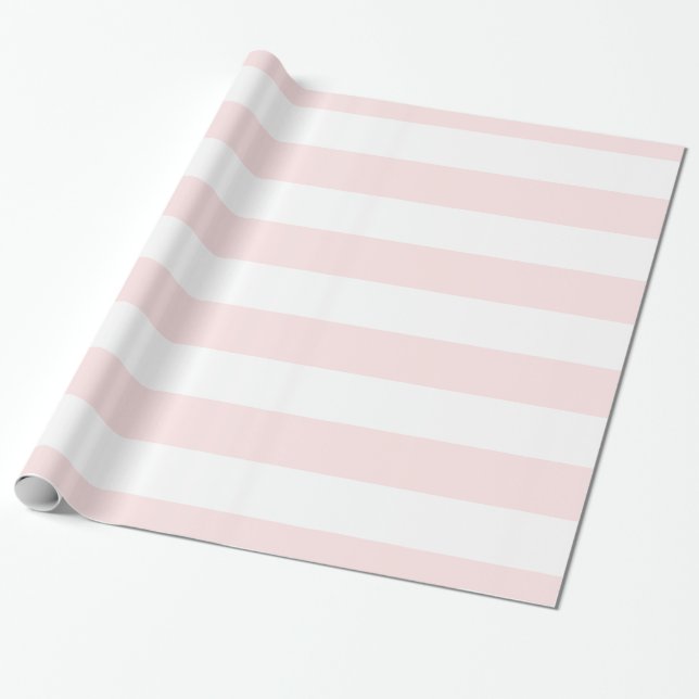 Ljusrosa, Vita XL-randigt Mönster Presentpapper (Utrullad)