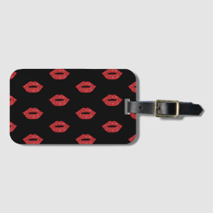 Ljusrött Läppar Glitter Kisses Elegant Feminine Bagagebricka