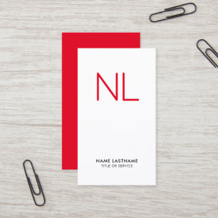 Ljusrött Monogram minimalistiskt vitt Lodrät Visitkort