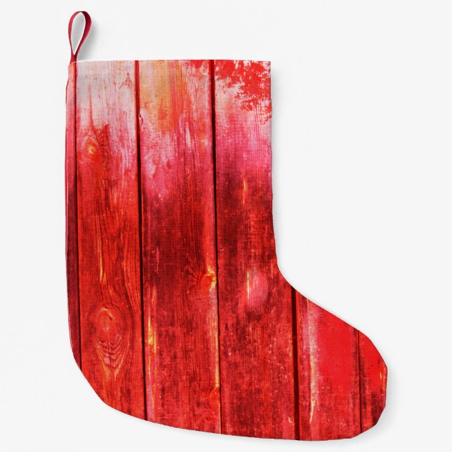 Ljusrött vedvägg, struktur. Wood struktur w Liten Julstrumpa (Framsidan)