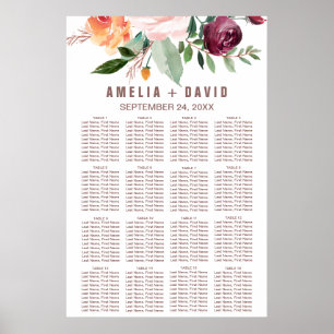Ljussittdiagram över hösten Blommigt Ro Guld Poster