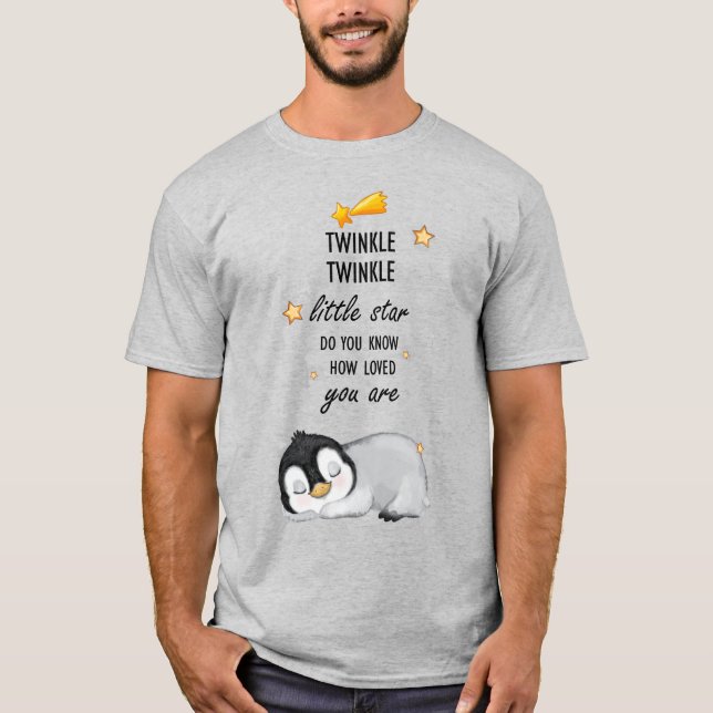 Ljussken, Ljusrosa Toppen Cute Penguin T Shirt (Framsida)