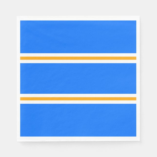 Ljussken Roligt Blått Gult Vit Tävla Rand Pappersservett (Framsidan)