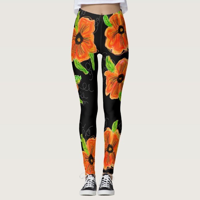 Ljusskiktade Orangar Leggings (Framsida)