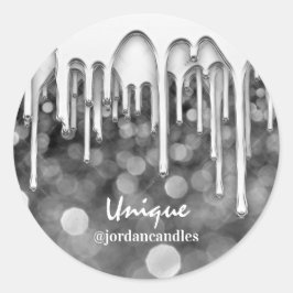 Ljusslangar, små BusIness Namn Silver Grått-drivru Runt Klistermärke