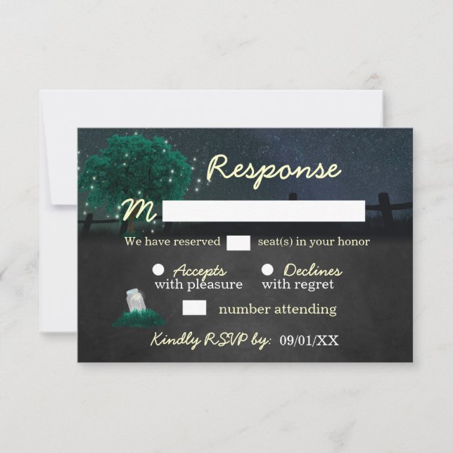 Ljusslinga Murar Eldflugor Bröllop RSVP-kort OSA Kort (Framsida)
