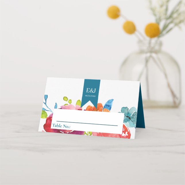 Ljussommarfärgad Bröllop Placeringskort (Framsida)