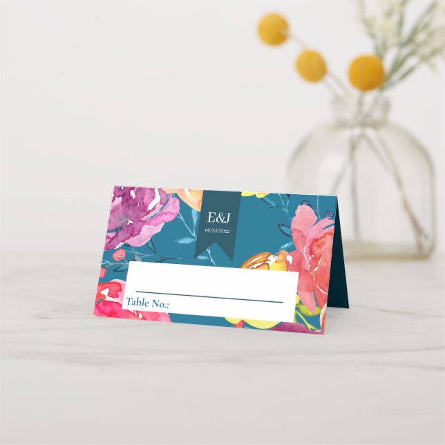 Ljussommarfärgad Bröllop Placeringskort (Framsida)