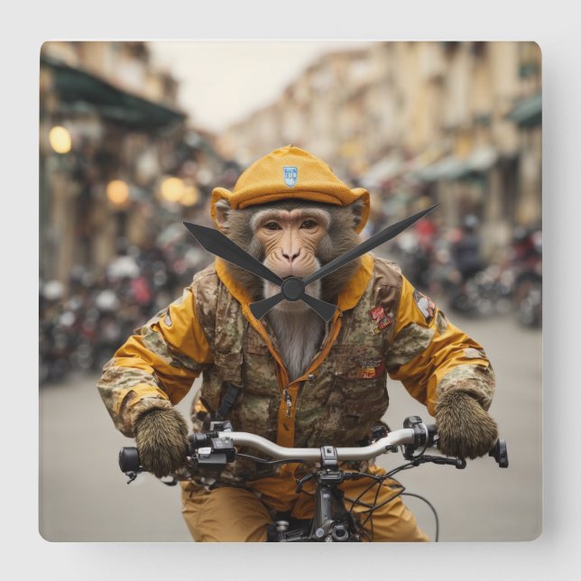 Ljusspärr för Monkey-cykling Fyrkantig Klocka (Framsida)